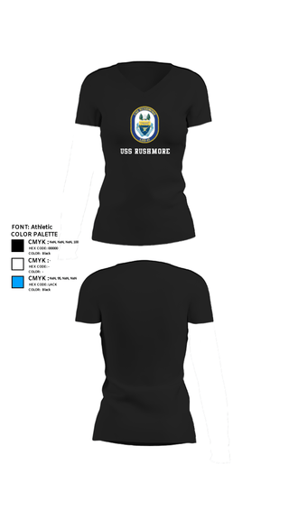 Women's Short Sleeve Vneck Shirt, USS RUSHMORE, Navy, Teamtime, Team time, sublimation, custom sports apparel, team uniforms, spirit wear, spiritwear, sports uniforms, custom shirts, team store, custom team store, fundraiser sports, apparel fundraiser