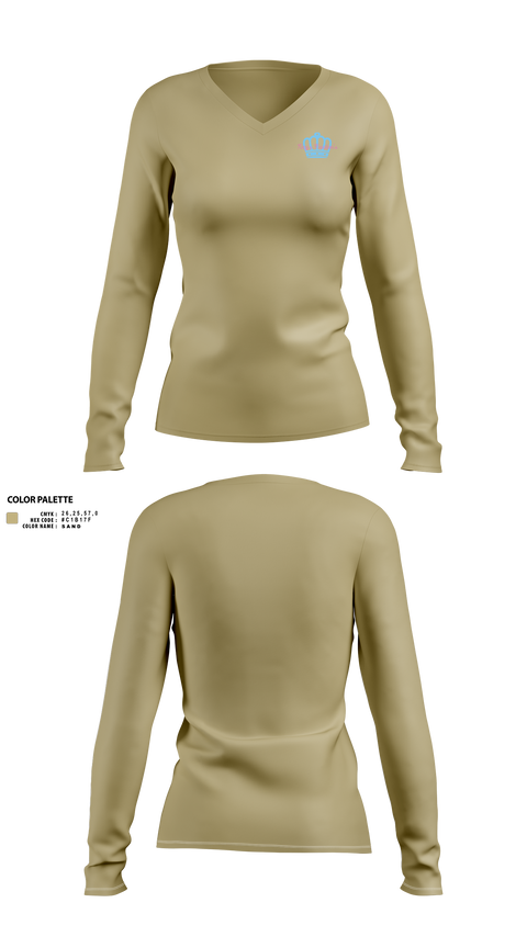 Womens Long Sleeve Vneck Shirt, Kings Kreations, , Teamtime, Team time, sublimation, custom sports apparel, team uniforms, spirit wear, spiritwear, sports uniforms, custom shirts, team store, custom team store, fundraiser sports, apparel fundraiser