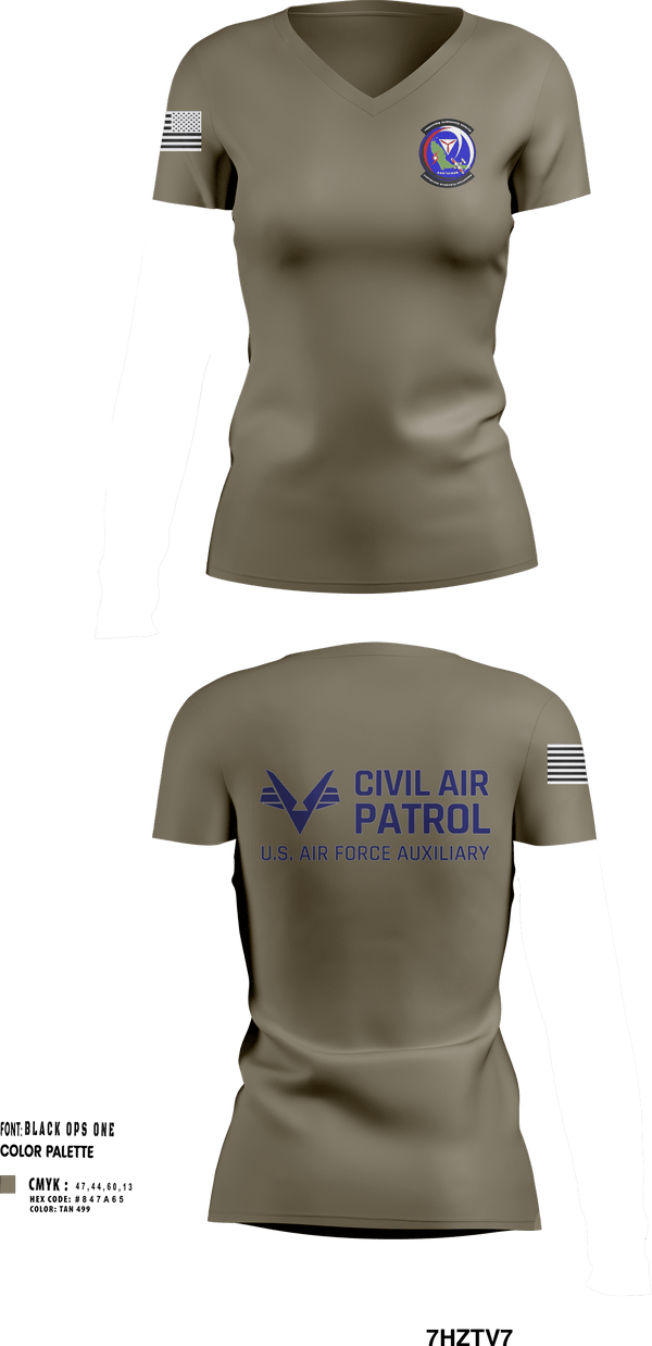 Womens Short Sleeve Vneck Shirt, VFW Post 8191Patrick Composite Squadron, Air Force, Teamtime, Team time, sublimation, custom sports apparel, team uniforms, spirit wear, spiritwear, sports uniforms, custom shirts, team store, custom team store, fundraiser sports, apparel fundraiser
