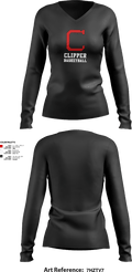 Columbiana High School Basketball 83089115 Women's Long Sleeve V-neck Shirt - 3