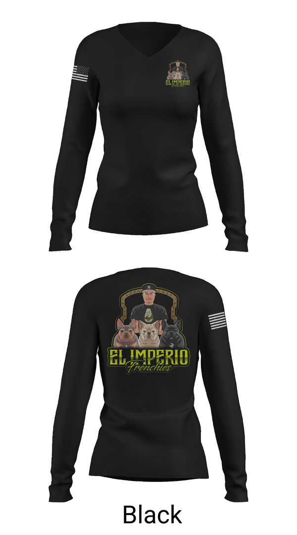 Womens Long Sleeve Vneck Shirt, EL IMPERIO FRENCHIES, , Teamtime, Team time, sublimation, custom sports apparel, team uniforms, spirit wear, spiritwear, sports uniforms, custom shirts, team store, custom team store, fundraiser sports, apparel fundraiser