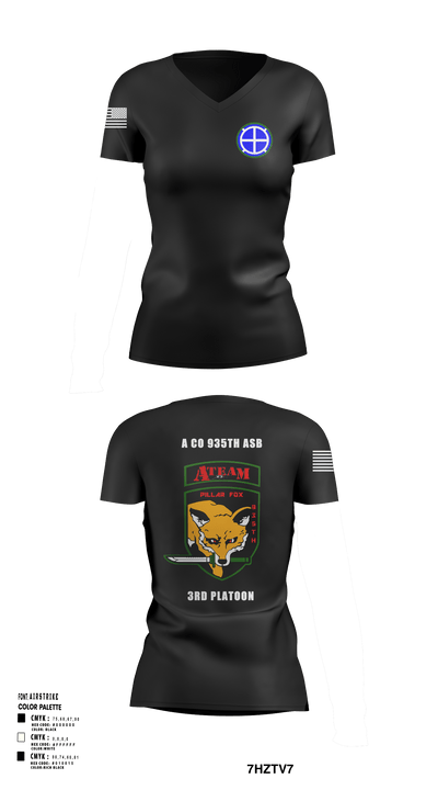 A co 935th ASB 3rd Platoon 87563624 Women's Short Sleeve V-neck Shirt - 130