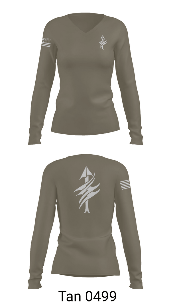 Womens Long Sleeve Vneck Shirt, 3rd Battalion 2nd Marines Scout Sniper Platoon, Marines, Teamtime, Team time, sublimation, custom sports apparel, team uniforms, spirit wear, spiritwear, sports uniforms, custom shirts, team store, custom team store, fundraiser sports, apparel fundraiser