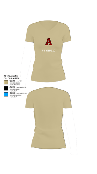 Women's Short Sleeve Vneck Shirt, US MEDDAC, Army, Teamtime, Team time, sublimation, custom sports apparel, team uniforms, spirit wear, spiritwear, sports uniforms, custom shirts, team store, custom team store, fundraiser sports, apparel fundraiser