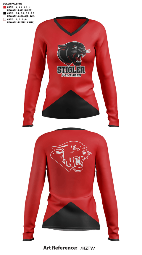 Womens Long Sleeve Vneck Shirt, Stigler Middle School Cheer, Cheer, Teamtime, Team time, sublimation, custom sports apparel, team uniforms, spirit wear, spiritwear, sports uniforms, custom shirts, team store, custom team store, fundraiser sports, apparel fundraiser