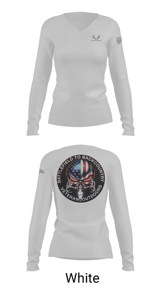 Womens Long Sleeve Vneck Shirt, BATTLEFIELD TO BACKCOUNTRY, , Teamtime, Team time, sublimation, custom sports apparel, team uniforms, spirit wear, spiritwear, sports uniforms, custom shirts, team store, custom team store, fundraiser sports, apparel fundraiser