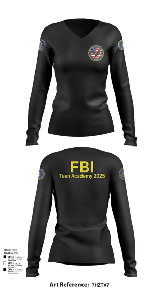 Womens Long Sleeve Vneck Shirt, FBI Citizens Academy, , Teamtime, Team time, sublimation, custom sports apparel, team uniforms, spirit wear, spiritwear, sports uniforms, custom shirts, team store, custom team store, fundraiser sports, apparel fundraiser