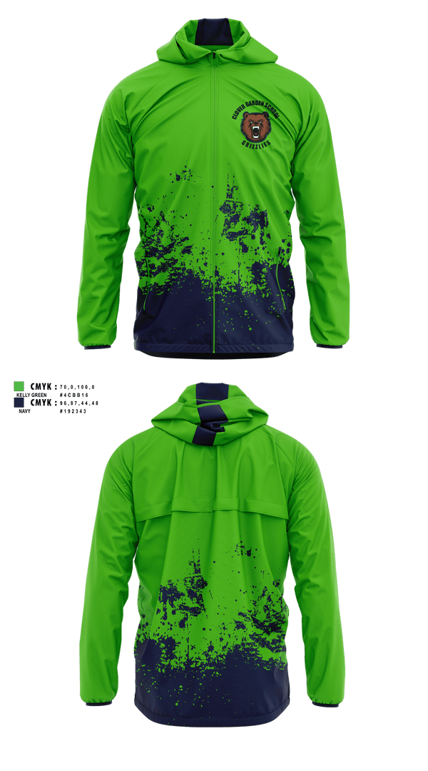Windbreaker, Clover Garden School Grizzlies, Spirit Store, Teamtime, Team time, sublimation, custom sports apparel, team uniforms, spirit wear, spiritwear, sports uniforms, custom shirts, team store, custom team store, fundraiser sports, apparel fundraiser