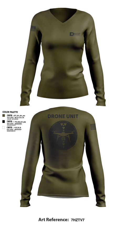 Womens Long Sleeve Vneck Shirt, Delta Defense Unit, Police, Teamtime, Team time, sublimation, custom sports apparel, team uniforms, spirit wear, spiritwear, sports uniforms, custom shirts, team store, custom team store, fundraiser sports, apparel fundraiser