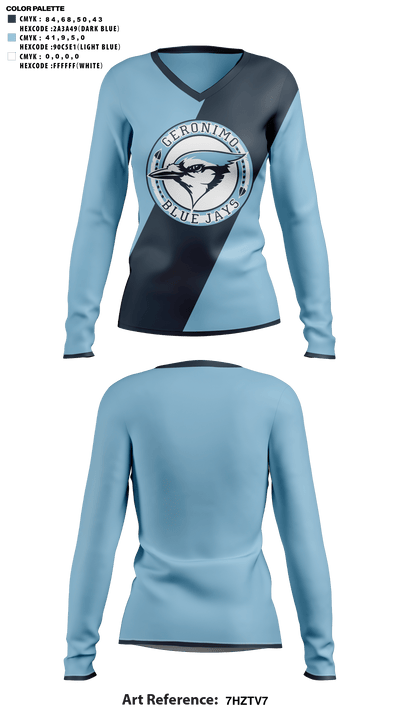 Geronimo High School Cheer 21079944 Women's Long Sleeve V-neck Shirt - 41