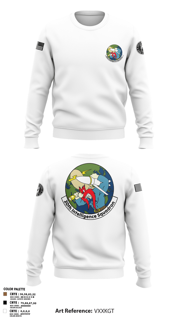 Crew Neck Sweatshirt, 20th Intelligence Squadron, Air Force, Teamtime, Team time, sublimation, custom sports apparel, team uniforms, spirit wear, spiritwear, sports uniforms, custom shirts, team store, custom team store, fundraiser sports, apparel fundraiser