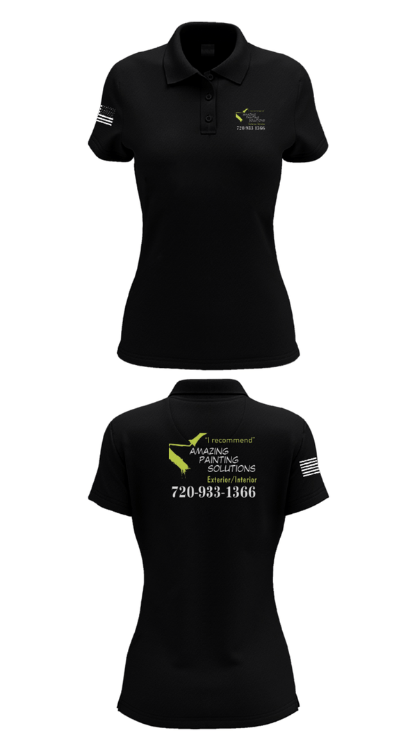 Womens Short Sleeve Performance Polo, Amazing Painting Solutions, , Teamtime, Team time, sublimation, custom sports apparel, team uniforms, spirit wear, spiritwear, sports uniforms, custom shirts, team store, custom team store, fundraiser sports, apparel fundraiser
