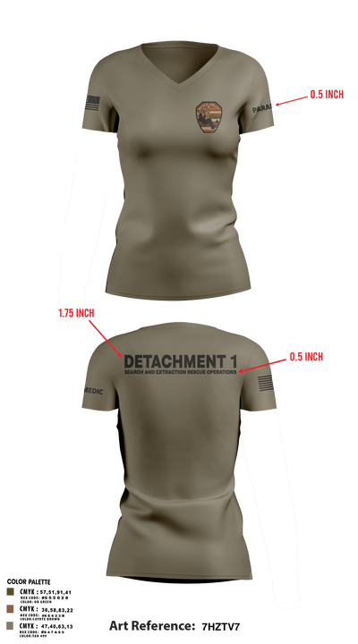Detachment 1 27221981 Women's Short Sleeve V-neck Shirt - 27