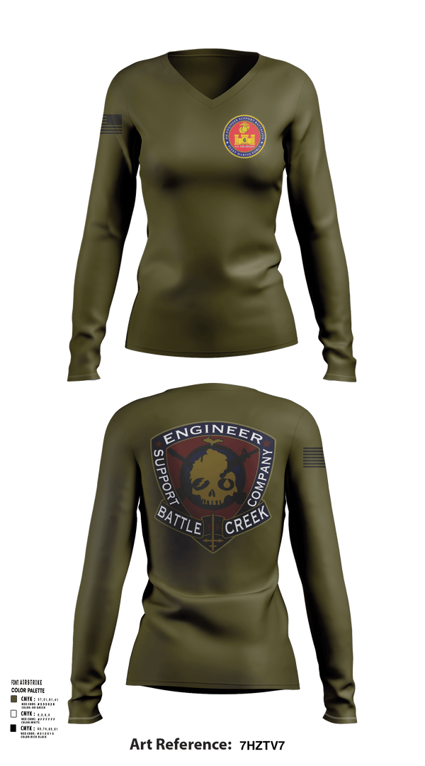Womens Long Sleeve Vneck Shirt 1, 6th Engineer Support, Marines, Teamtime, Team time, sublimation, custom sports apparel, team uniforms, spirit wear, spiritwear, sports uniforms, custom shirts, team store, custom team store, fundraiser sports, apparel fundraiser