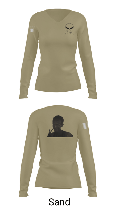 Womens Long Sleeve Vneck Shirt, B Co, 303d IEW BN, Army, Teamtime, Team time, sublimation, custom sports apparel, team uniforms, spirit wear, spiritwear, sports uniforms, custom shirts, team store, custom team store, fundraiser sports, apparel fundraiser