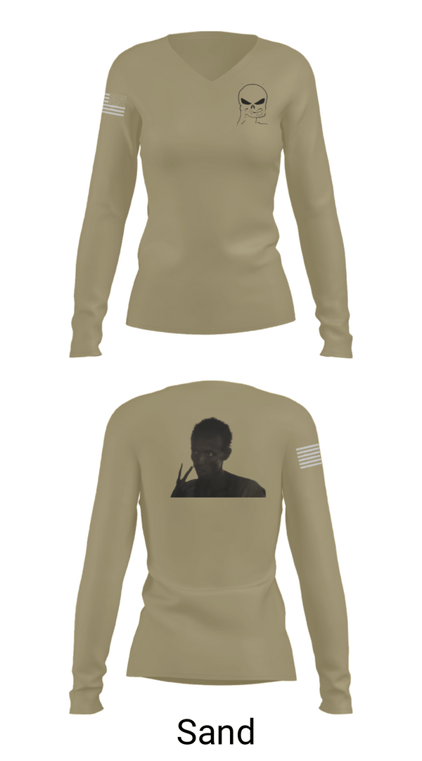 Womens Long Sleeve Vneck Shirt, B Co, 303d IEW BN, Army, Teamtime, Team time, sublimation, custom sports apparel, team uniforms, spirit wear, spiritwear, sports uniforms, custom shirts, team store, custom team store, fundraiser sports, apparel fundraiser