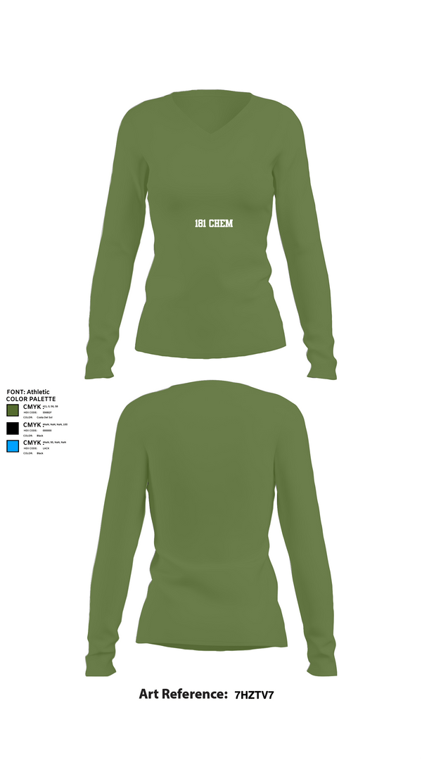 Womens Long Sleeve Vneck Shirt 1, 181 chem, Army, Teamtime, Team time, sublimation, custom sports apparel, team uniforms, spirit wear, spiritwear, sports uniforms, custom shirts, team store, custom team store, fundraiser sports, apparel fundraiser