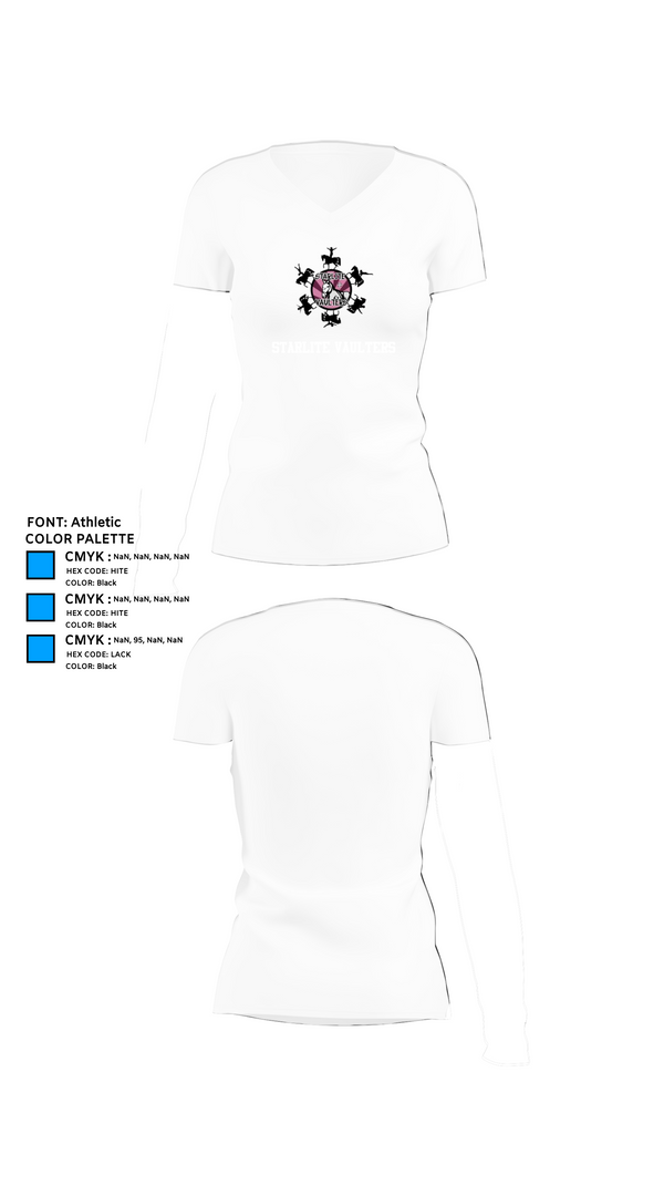 Womens Short Sleeve Vneck Shirt, Starlite Vaulters, Cheer, Teamtime, Team time, sublimation, custom sports apparel, team uniforms, spirit wear, spiritwear, sports uniforms, custom shirts, team store, custom team store, fundraiser sports, apparel fundraiser
