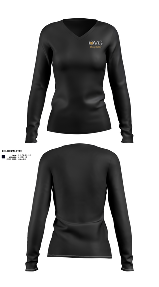 Womens Long Sleeve Vneck Shirt, OVG Hospitality, , Teamtime, Team time, sublimation, custom sports apparel, team uniforms, spirit wear, spiritwear, sports uniforms, custom shirts, team store, custom team store, fundraiser sports, apparel fundraiser