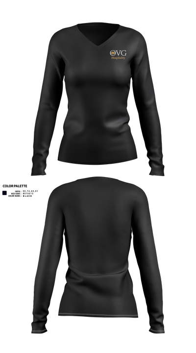 OVG Hospitality 26367192 Women's Long Sleeve V-neck Shirt - 1