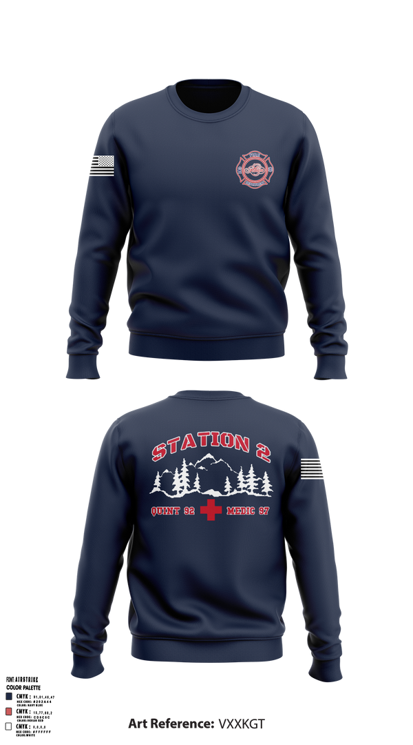 Crew Neck Sweatshirt, Station 2, Fire Department, Teamtime, Team time, sublimation, custom sports apparel, team uniforms, spirit wear, spiritwear, sports uniforms, custom shirts, team store, custom team store, fundraiser sports, apparel fundraiser