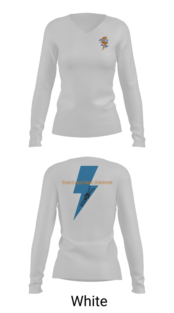 Womens Long Sleeve Vneck Shirt, The Electric Zipper, , Teamtime, Team time, sublimation, custom sports apparel, team uniforms, spirit wear, spiritwear, sports uniforms, custom shirts, team store, custom team store, fundraiser sports, apparel fundraiser