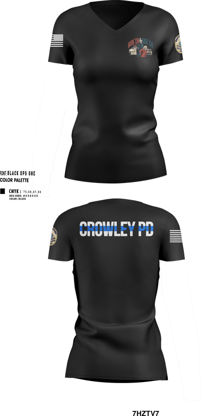 Crowley Police Department 8097883 Women's Short Sleeve V-neck Shirt - 289