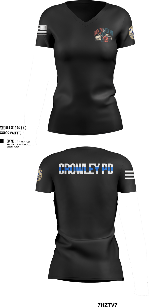 Womens Short Sleeve Vneck Shirt, Crowley Police Department, , Teamtime, Team time, sublimation, custom sports apparel, team uniforms, spirit wear, spiritwear, sports uniforms, custom shirts, team store, custom team store, fundraiser sports, apparel fundraiser