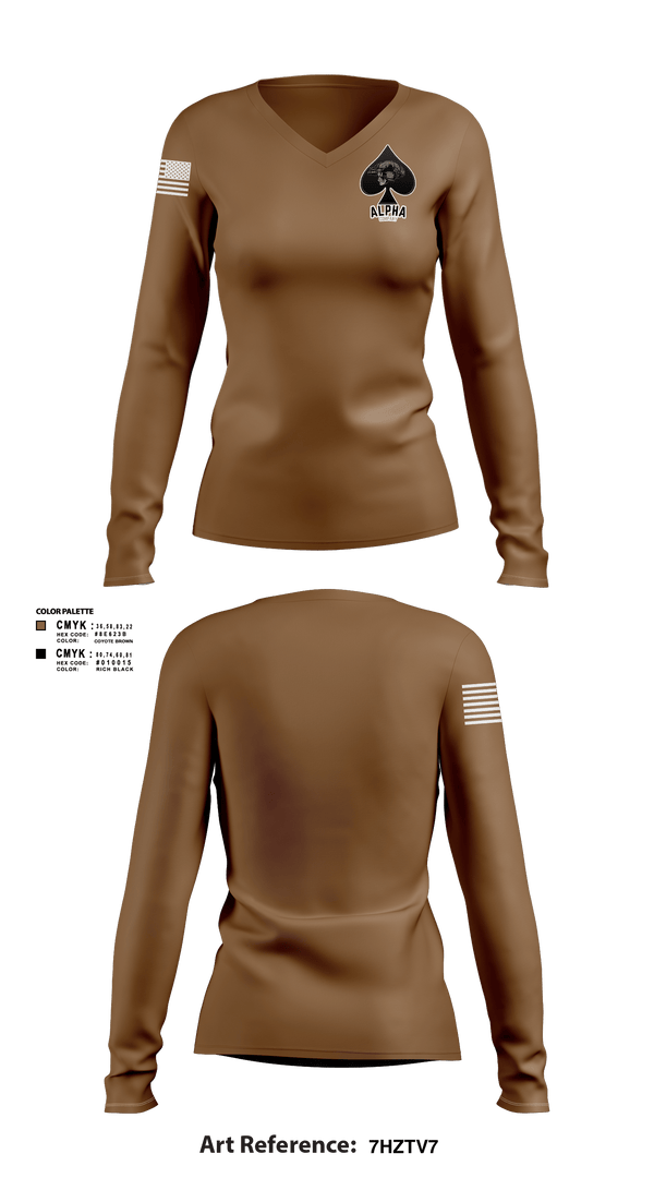 Womens Long Sleeve Vneck Shirt, Connellsville Area Hugh School Junior ROTC, Army, Teamtime, Team time, sublimation, custom sports apparel, team uniforms, spirit wear, spiritwear, sports uniforms, custom shirts, team store, custom team store, fundraiser sports, apparel fundraiser