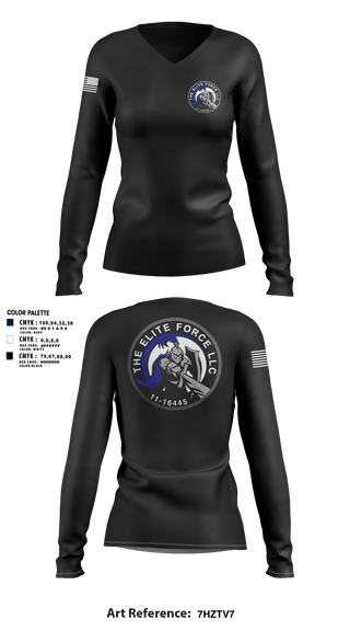 Womens Long Sleeve Vneck Shirt, The Elite Force Llc, Police, Teamtime, Team time, sublimation, custom sports apparel, team uniforms, spirit wear, spiritwear, sports uniforms, custom shirts, team store, custom team store, fundraiser sports, apparel fundraiser