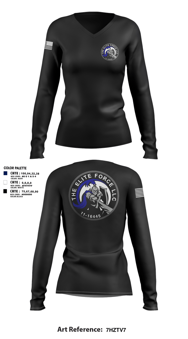 Womens Long Sleeve Vneck Shirt, The Elite Force Llc, Police, Teamtime, Team time, sublimation, custom sports apparel, team uniforms, spirit wear, spiritwear, sports uniforms, custom shirts, team store, custom team store, fundraiser sports, apparel fundraiser