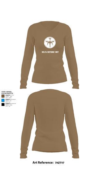 Womens Long Sleeve Vneck Shirt, Delta Defense Unit, Police, Teamtime, Team time, sublimation, custom sports apparel, team uniforms, spirit wear, spiritwear, sports uniforms, custom shirts, team store, custom team store, fundraiser sports, apparel fundraiser