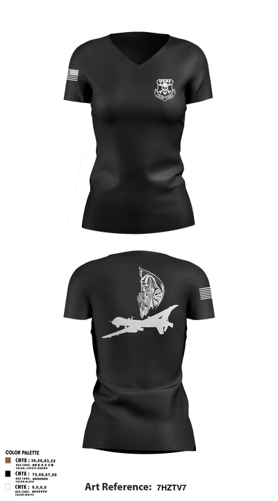12th AMU 2414414 Women's Short Sleeve V-neck Shirt - 3