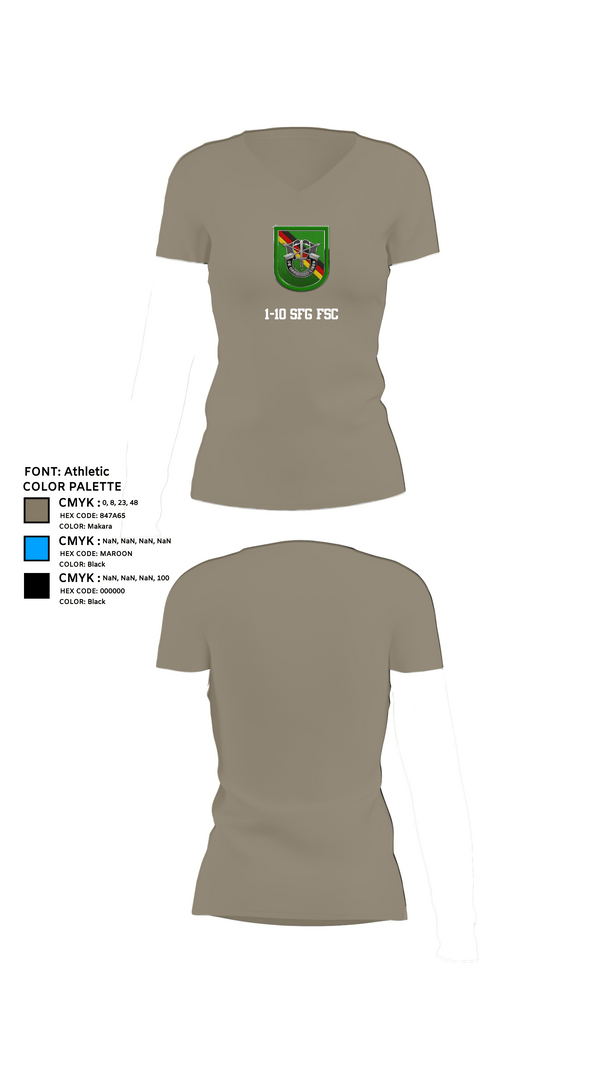 Womens Short Sleeve Vneck Shirt, 1-10 SFG FSC, Army, Teamtime, Team time, sublimation, custom sports apparel, team uniforms, spirit wear, spiritwear, sports uniforms, custom shirts, team store, custom team store, fundraiser sports, apparel fundraiser