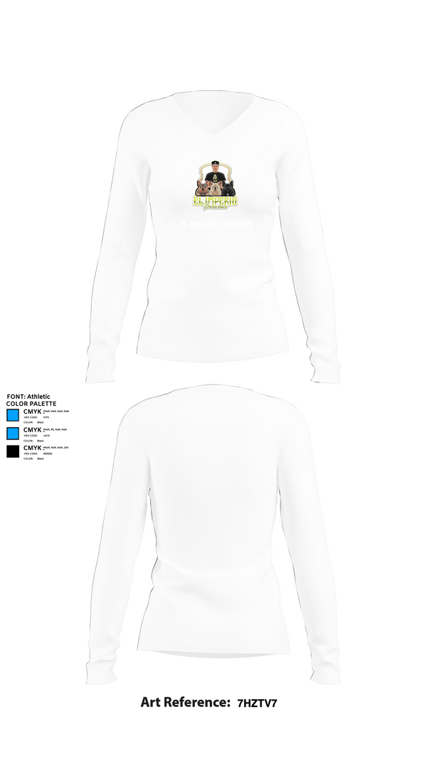 Womens Long Sleeve Vneck Shirt, EL IMPERIO FRENCHIES, , Teamtime, Team time, sublimation, custom sports apparel, team uniforms, spirit wear, spiritwear, sports uniforms, custom shirts, team store, custom team store, fundraiser sports, apparel fundraiser