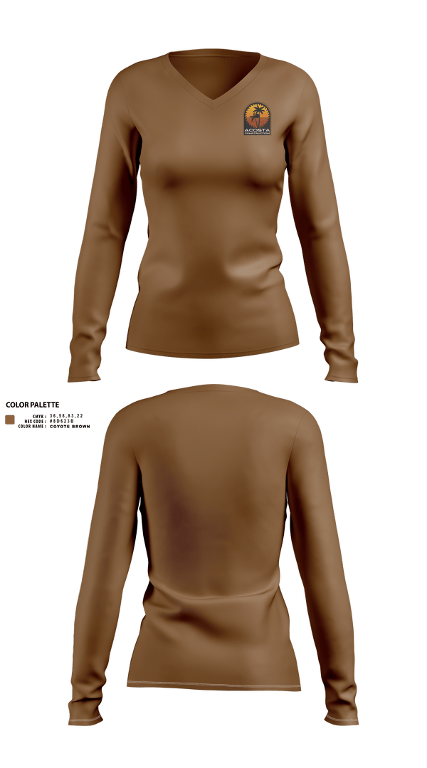Womens Long Sleeve Vneck Shirt, Acosta Construction Services, , Teamtime, Team time, sublimation, custom sports apparel, team uniforms, spirit wear, spiritwear, sports uniforms, custom shirts, team store, custom team store, fundraiser sports, apparel fundraiser