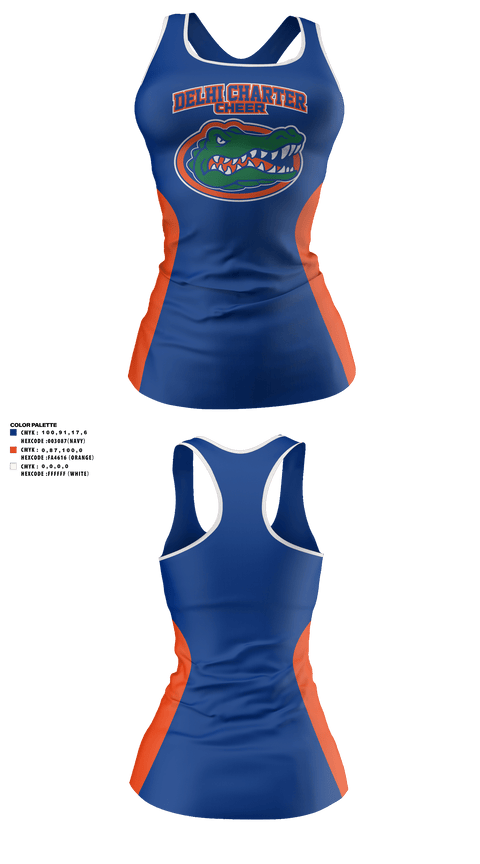 Tank Top, Delhi Charter School Cheer, Cheer, Teamtime, Team time, sublimation, custom sports apparel, team uniforms, spirit wear, spiritwear, sports uniforms, custom shirts, team store, custom team store, fundraiser sports, apparel fundraiser