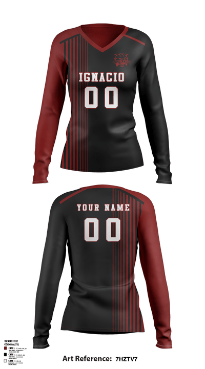 Ignacio High School Volleyball 24618305 Women's Long Sleeve V-neck Shirt - 3