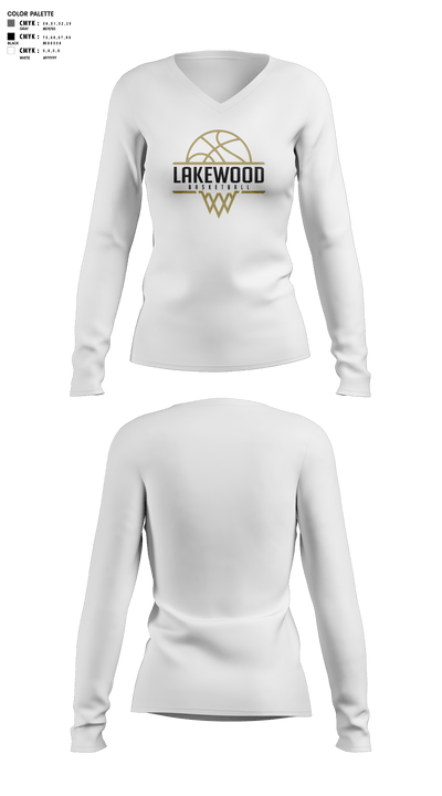 Lakewood High School Bsketball 90891143 Women's Long Sleeve V-neck Shirt - 4