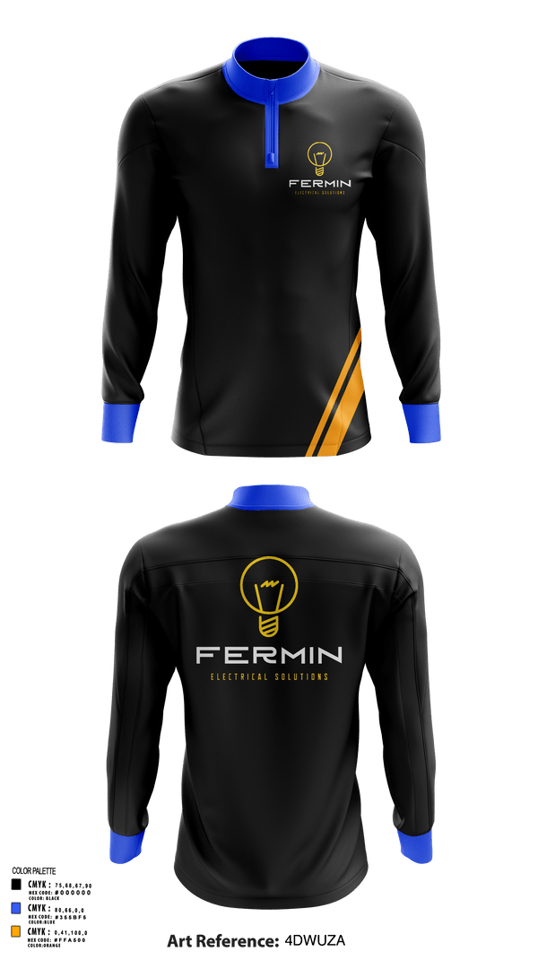 Quarter Zip Jacket, Fermin Electrical Solutions, , Teamtime, Team time, sublimation, custom sports apparel, team uniforms, spirit wear, spiritwear, sports uniforms, custom shirts, team store, custom team store, fundraiser sports, apparel fundraiser