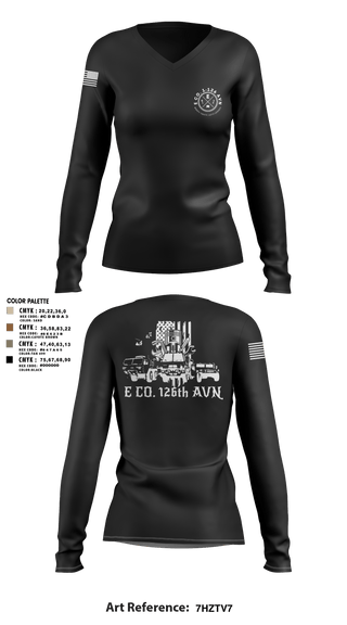 Womens Long Sleeve Vneck Shirt, B Co. 1-126AVN, Army, Teamtime, Team time, sublimation, custom sports apparel, team uniforms, spirit wear, spiritwear, sports uniforms, custom shirts, team store, custom team store, fundraiser sports, apparel fundraiser