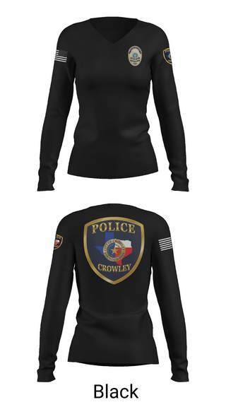 Womens Long Sleeve Vneck Shirt, Crowley Police Department, , Teamtime, Team time, sublimation, custom sports apparel, team uniforms, spirit wear, spiritwear, sports uniforms, custom shirts, team store, custom team store, fundraiser sports, apparel fundraiser