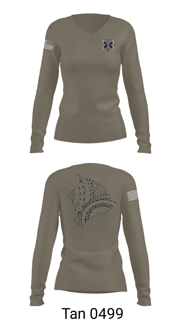 Women's Long Sleeve Vneck Shirt, MEDICS, National Guard, Teamtime, Team time, sublimation, custom sports apparel, team uniforms, spirit wear, spiritwear, sports uniforms, custom shirts, team store, custom team store, fundraiser sports, apparel fundraiser