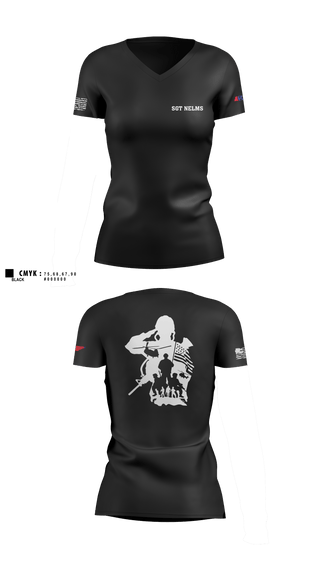 Womens Short Sleeve Vneck Shirt, SGT Nelms, National Guard, Teamtime, Team time, sublimation, custom sports apparel, team uniforms, spirit wear, spiritwear, sports uniforms, custom shirts, team store, custom team store, fundraiser sports, apparel fundraiser