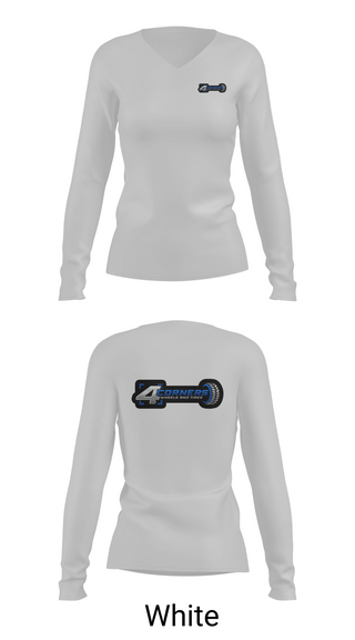 Womens Long Sleeve Vneck Shirt 1, 4 CORNERS WHEELS AND TIRES, , Teamtime, Team time, sublimation, custom sports apparel, team uniforms, spirit wear, spiritwear, sports uniforms, custom shirts, team store, custom team store, fundraiser sports, apparel fundraiser