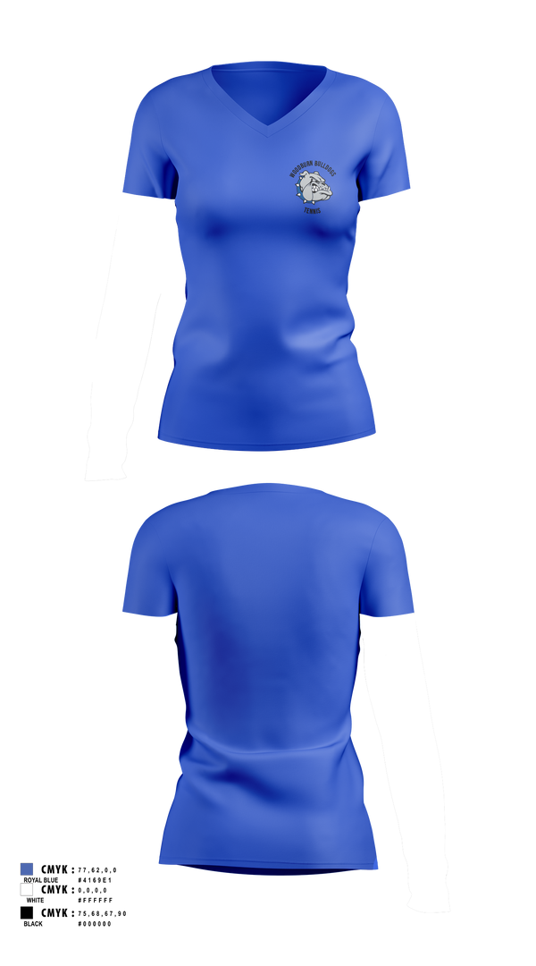 Womens Short Sleeve Vneck Shirt, Woodburn Bulldogs, Tennis, Teamtime, Team time, sublimation, custom sports apparel, team uniforms, spirit wear, spiritwear, sports uniforms, custom shirts, team store, custom team store, fundraiser sports, apparel fundraiser
