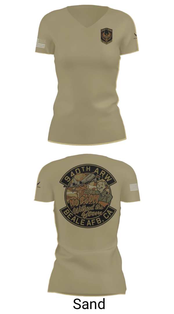 Women's Short Sleeve Vneck Shirt, 940 Air Refueling Wing, , Teamtime, Team time, sublimation, custom sports apparel, team uniforms, spirit wear, spiritwear, sports uniforms, custom shirts, team store, custom team store, fundraiser sports, apparel fundraiser