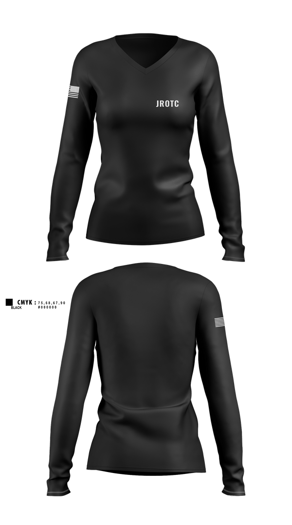 Womens Long Sleeve Vneck Shirt, JROTC, Army, Teamtime, Team time, sublimation, custom sports apparel, team uniforms, spirit wear, spiritwear, sports uniforms, custom shirts, team store, custom team store, fundraiser sports, apparel fundraiser