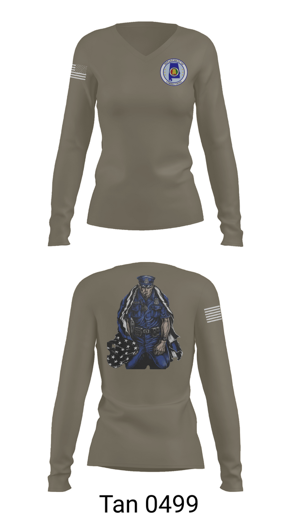 Womens Long Sleeve Vneck Shirt, Alabama Department of Corrections, Police, Teamtime, Team time, sublimation, custom sports apparel, team uniforms, spirit wear, spiritwear, sports uniforms, custom shirts, team store, custom team store, fundraiser sports, apparel fundraiser