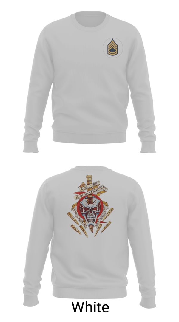 Crew Neck Sweatshirt, A Co 1/155 INF, Army, Teamtime, Team time, sublimation, custom sports apparel, team uniforms, spirit wear, spiritwear, sports uniforms, custom shirts, team store, custom team store, fundraiser sports, apparel fundraiser